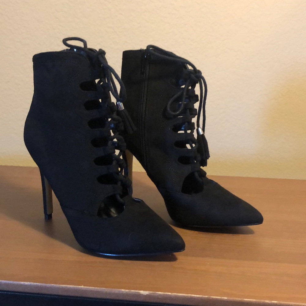 Black suede lace up boots